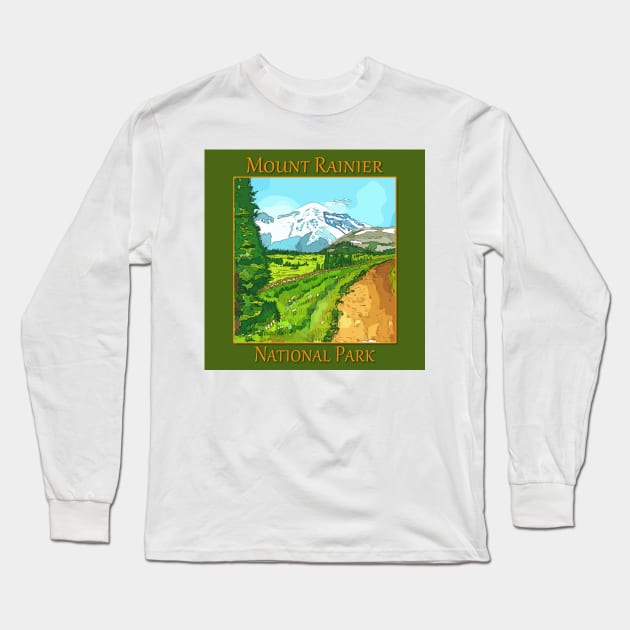 Mount Rainier National Park, Seattle Washington Long Sleeve T-Shirt by WelshDesigns